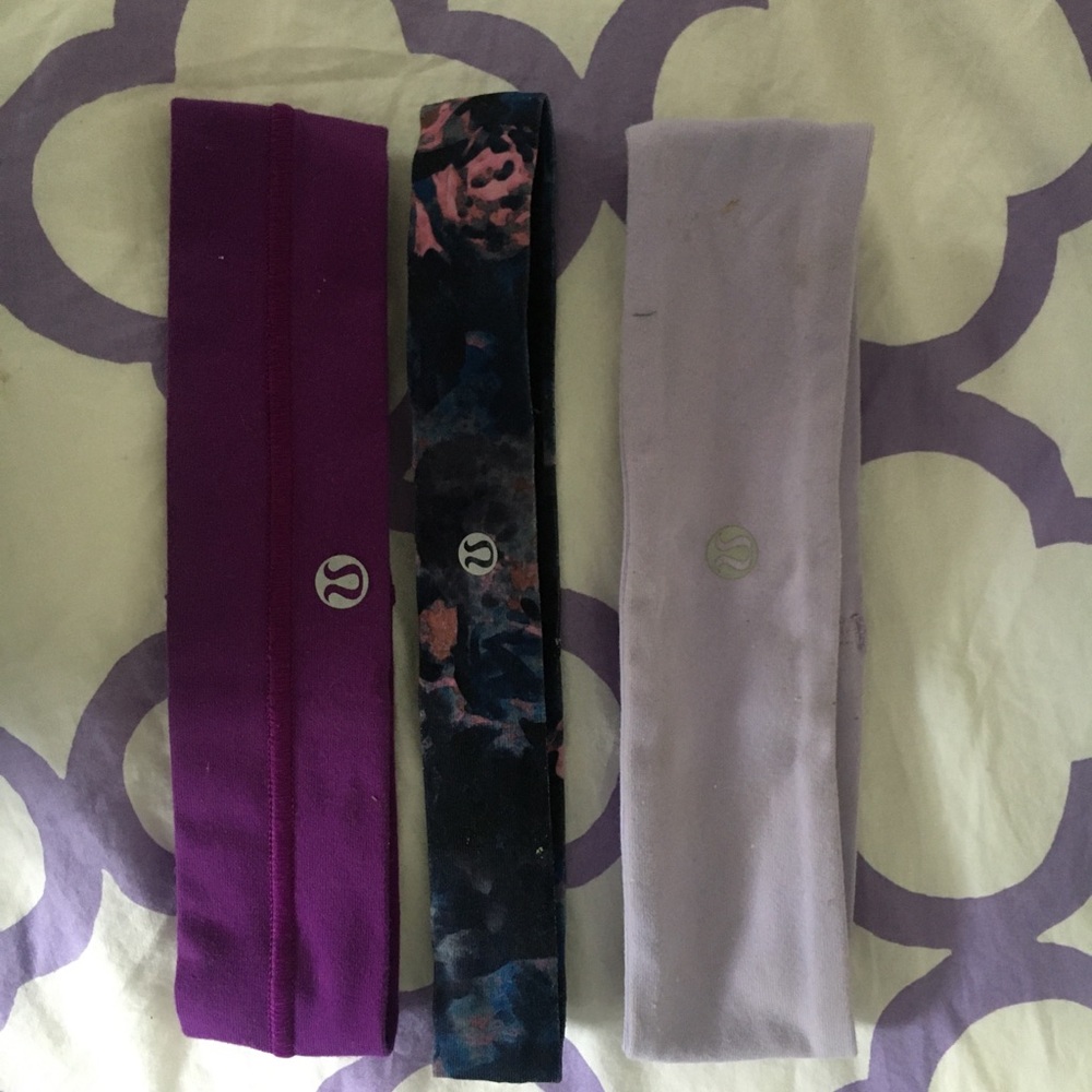 Set of three purple Lululemon headbands